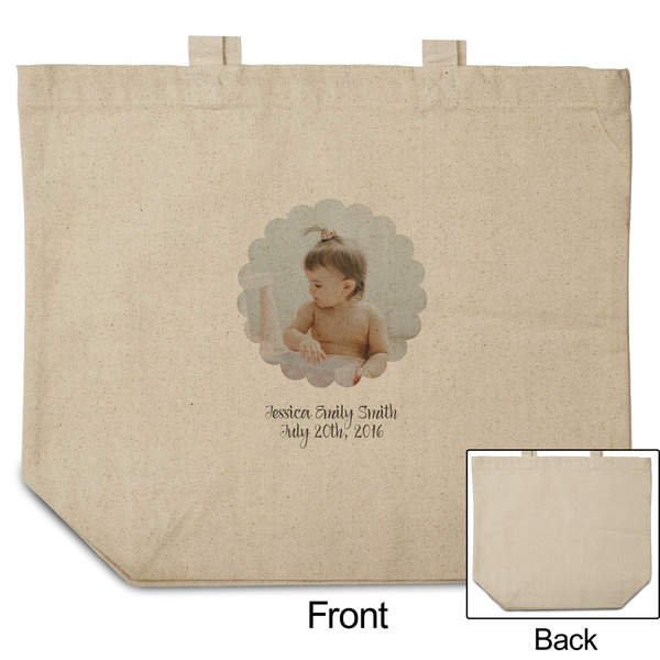 Baby Girl Photo Reusable Cotton Grocery Bag - Front & Back View