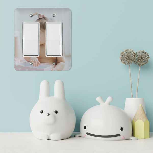 Baby Girl Photo Rocker Light Switch Covers - Double - IN CONTEXT