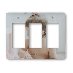 Baby Girl Photo Rocker Style Light Switch Cover - Three Switch