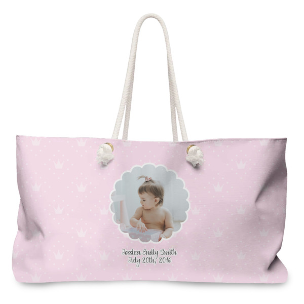 Custom Baby Girl Photo Large Tote Bag with Rope Handles