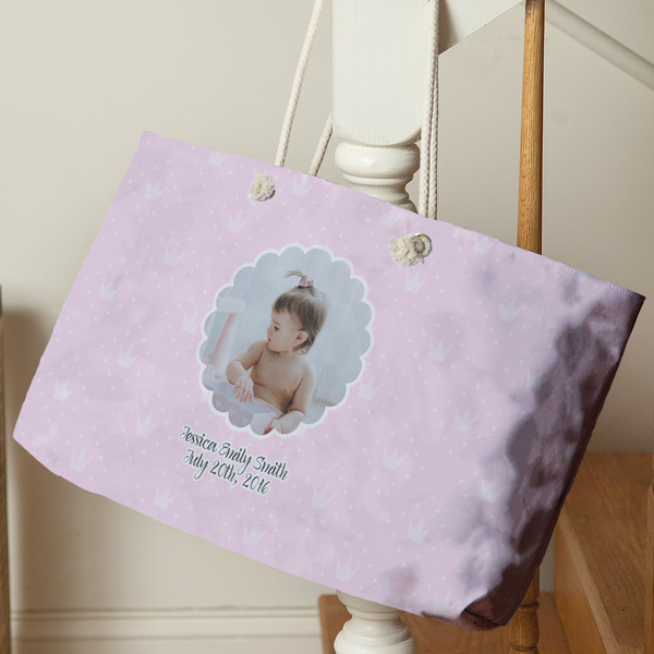 Baby Girl Photo Large Rope Tote - Life Style