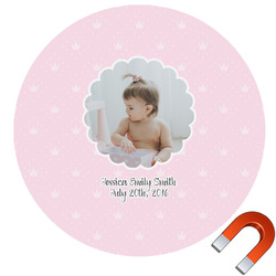 Baby Girl Photo Round Car Magnet - 6" (Personalized)