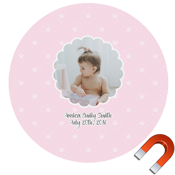 Custom Baby Girl Photo Round Car Magnet - 10" (Personalized)