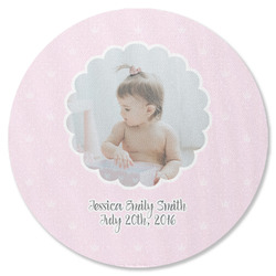 Baby Girl Photo Round Rubber Backed Coaster (Personalized)