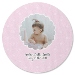 Baby Girl Photo Round Rubber Backed Coaster (Personalized)