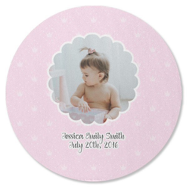 Custom Baby Girl Photo Round Rubber Backed Coaster (Personalized)
