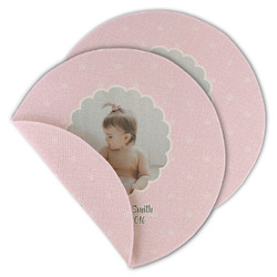 Baby Girl Photo Round Linen Placemat - Double Sided