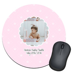 Baby Girl Photo Round Mouse Pad (Personalized)