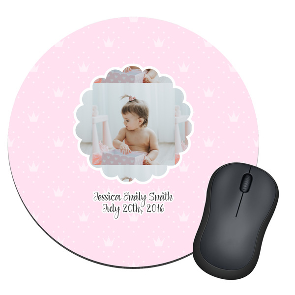 Custom Baby Girl Photo Round Mouse Pad (Personalized)
