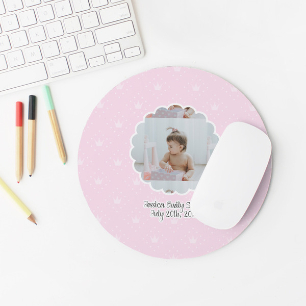 Baby Girl Photo Round Mousepad - LIFESTYLE 2