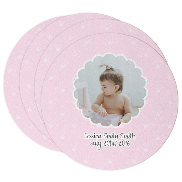 Custom Baby Girl Photo Round Paper Coasters
