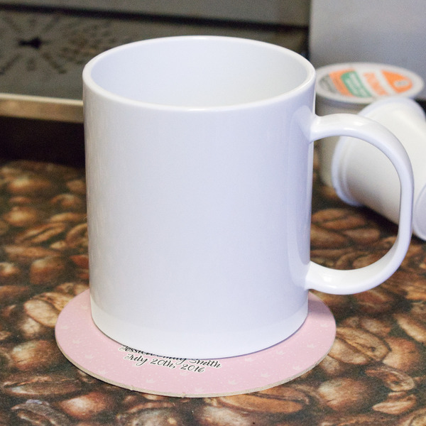 Baby Girl Photo Round Paper Coaster - With Mug