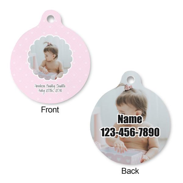 Baby Girl Photo Round Pet ID Tag - Large - Approval