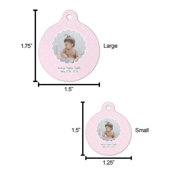 Baby Girl Photo Round Pet ID Tag - Large - Comparison Scale