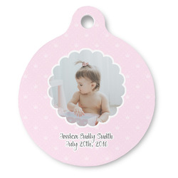 Baby Girl Photo Round Pet ID Tag