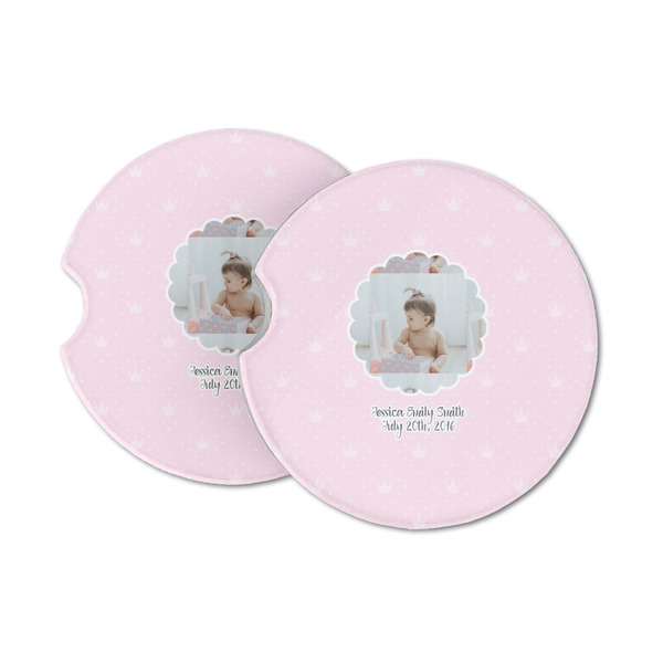 Custom Baby Girl Photo Sandstone Car Coasters - Set of 2 (Personalized)