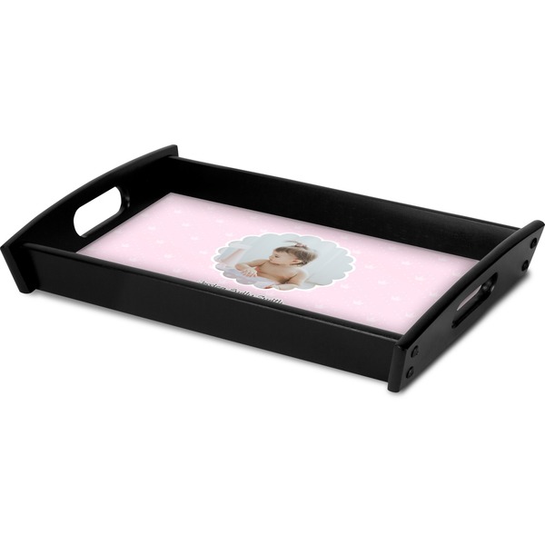 Baby Girl Photo Serving Tray Black - Corner