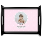 Baby Girl Photo Black Wooden Tray - Large (Personalized)