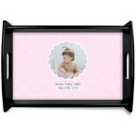 Baby Girl Photo Black Wooden Tray - Small (Personalized)