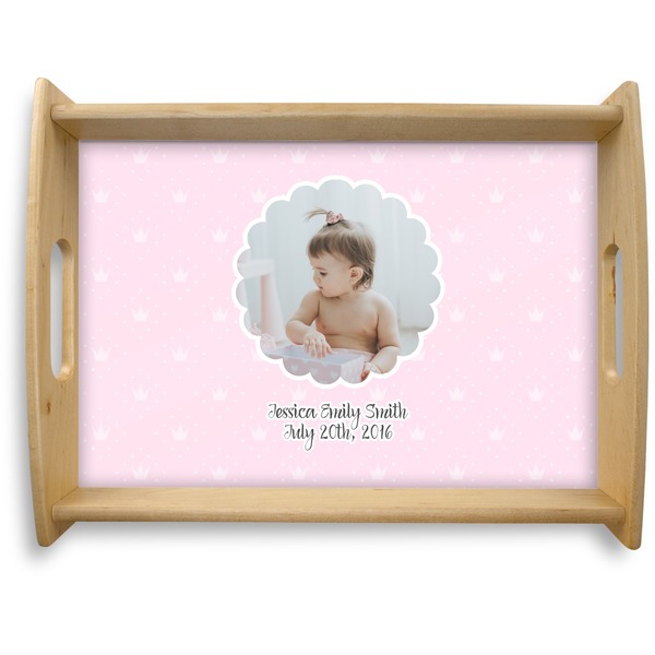 Custom Baby Girl Photo Natural Wooden Tray - Large (Personalized)