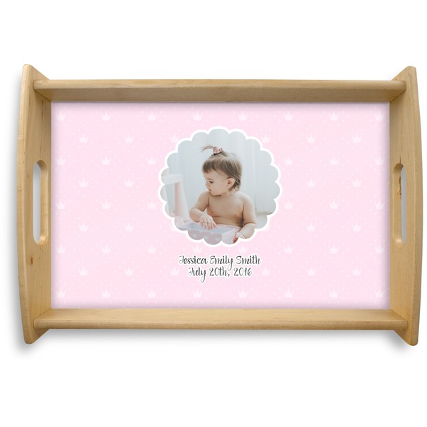 Custom Baby Girl Photo Natural Wooden Tray - Small (Personalized)