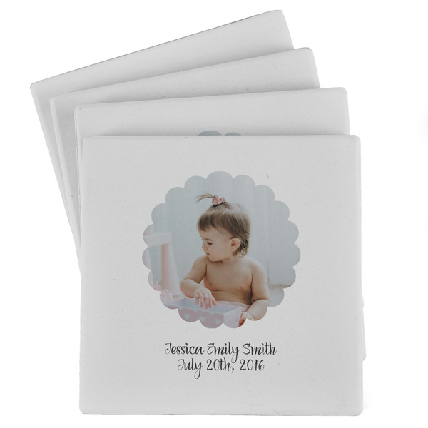 Custom Baby Girl Photo Absorbent Stone Coasters - Set of 4