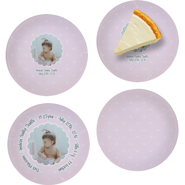 Custom Baby Girl Photo Set of 4 Glass Appetizer / Dessert Plate 8" (Personalized)
