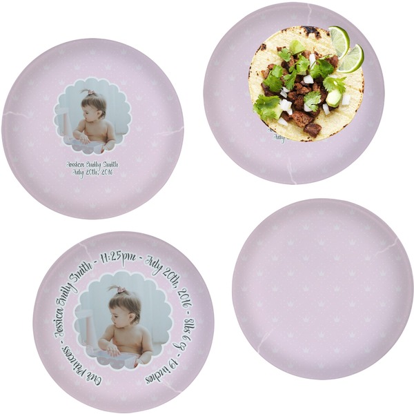Custom Baby Girl Photo Set of 4 Glass Lunch / Dinner Plate 10" (Personalized)