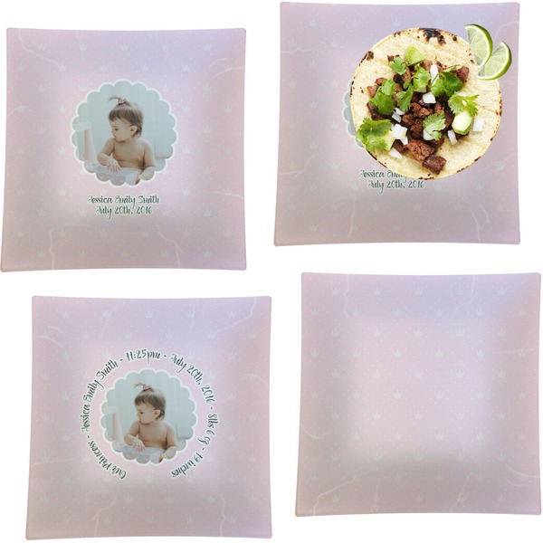 Baby Girl Photo Set of Square Dinner Plates