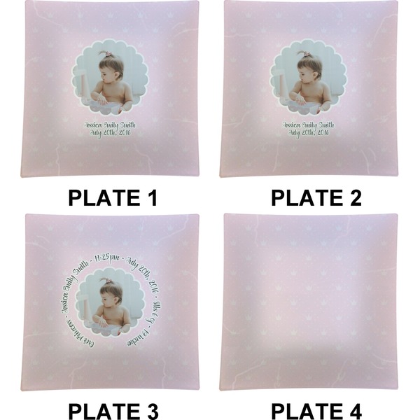 Baby Girl Photo Set of Square Dinner Plates (Approval)