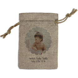 Baby Girl Photo Small Burlap Gift Bag - Front