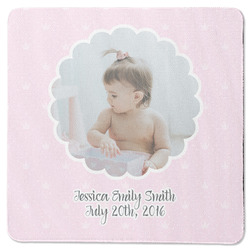 Baby Girl Photo Square Rubber Backed Coaster (Personalized)