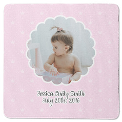 Baby Girl Photo Square Rubber Backed Coaster (Personalized)