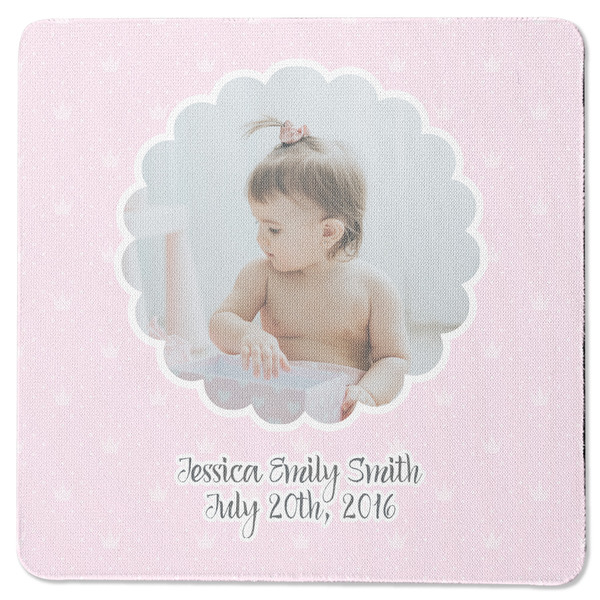 Custom Baby Girl Photo Square Rubber Backed Coaster (Personalized)