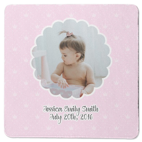 Custom Baby Girl Photo Square Rubber Backed Coaster (Personalized)