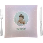Baby Girl Photo Glass Square Lunch / Dinner Plate 9.5" (Personalized)