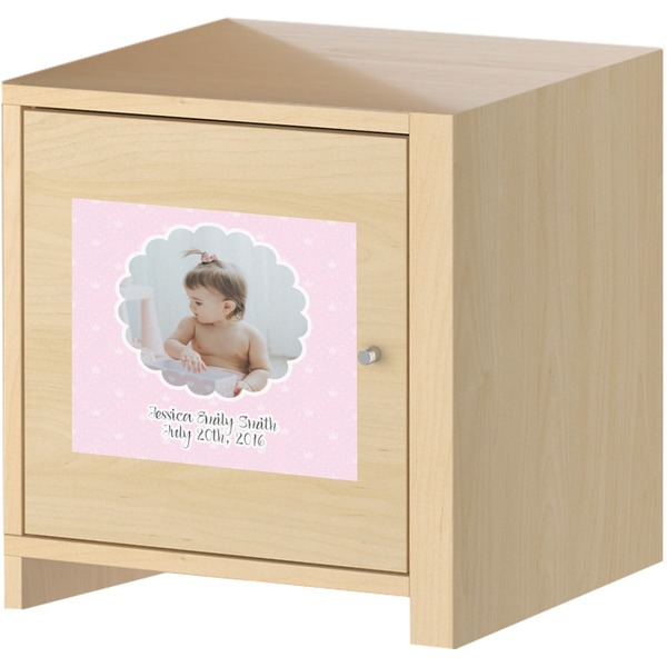 Baby Girl Photo Square Wall Decal on Wooden Cabinet