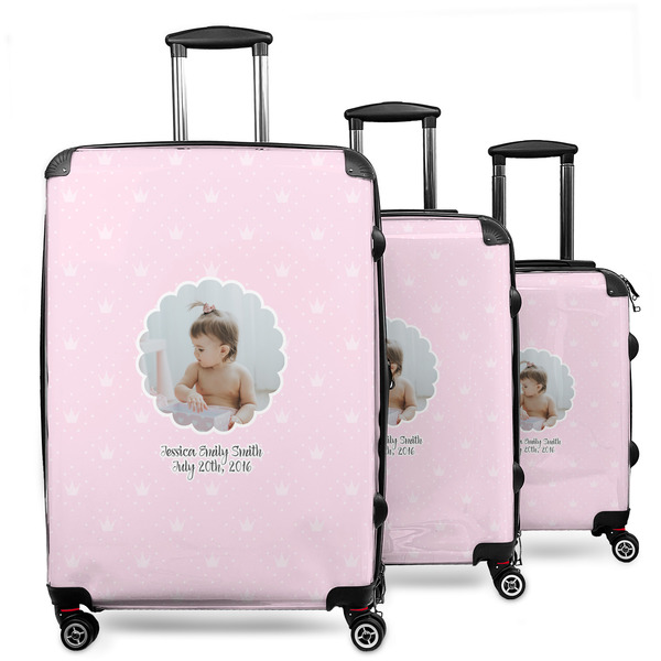 Custom Baby Girl Photo 3 Piece Luggage Set - 20" Carry On, 24" Medium Checked, 28" Large Checked