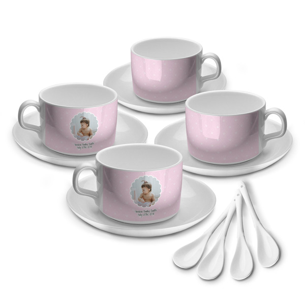 Custom Baby Girl Photo Tea Cup - Set of 4 (Personalized)