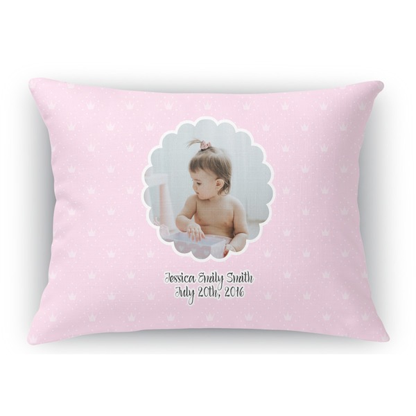Custom Baby Girl Photo Rectangular Throw Pillow Case - 12"x18" (Personalized)