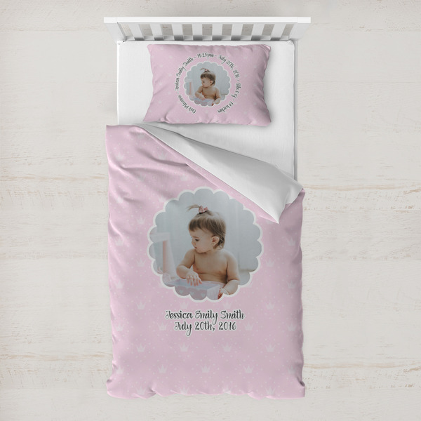Custom Baby Girl Photo Toddler Bedding Set - With Pillowcase