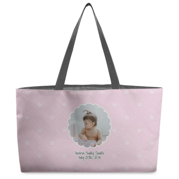 Custom Baby Girl Photo Beach Totes Bag - w/ Black Handles