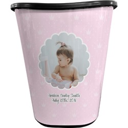 Baby Girl Photo Waste Basket - Single Sided (Black) (Personalized)