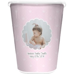 Baby Girl Photo Waste Basket - Single Sided (White) (Personalized)
