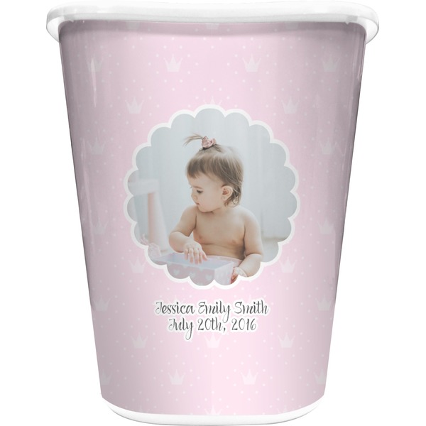 Custom Baby Girl Photo Waste Basket - Double Sided (White) (Personalized)
