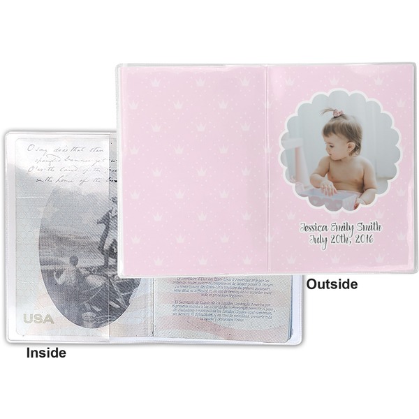 Baby Girl Photo Vinyl Passport Holder - Flat Front and Back
