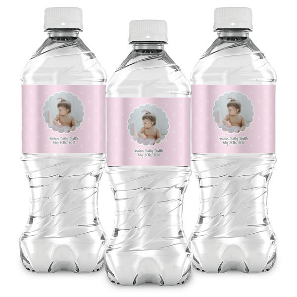 Baby Girl Photo Water Bottle Labels - Front View