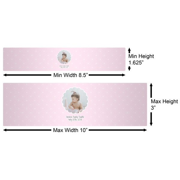 Baby Girl Photo Water Bottle Labels w/ Dimensions