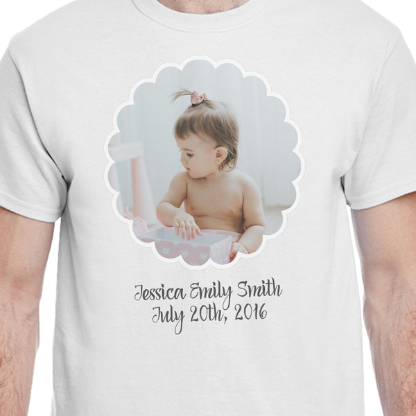 Baby Girl Photo White Crew T-Shirt on Model - CloseUp
