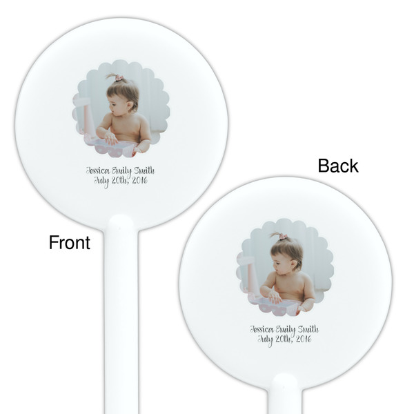 Baby Girl Photo White Plastic 5.5" Stir Stick - Double Sided - Round - Front & Back